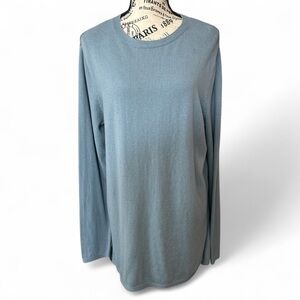 J. Jill Knit Long Sleeve Slate Blue Pull Over Side Slits Sweater